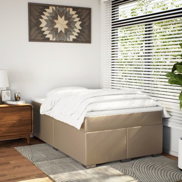 vidaXL Κρεβάτι Boxspring με Στρώμα Καπουτσίνο 120x190cm από Συνθ.Δέρμα 1 τεμ. - Μονό