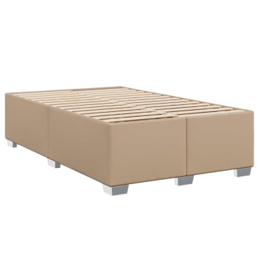 vidaXL Κρεβάτι Boxspring με Στρώμα Καπουτσίνο 120x190cm από Συνθ.Δέρμα 1 τεμ. - Μονό