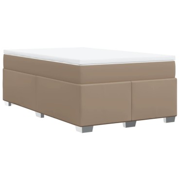 vidaXL Κρεβάτι Boxspring με Στρώμα Καπουτσίνο 120x190cm από Συνθ.Δέρμα 1 τεμ. - Μονό
