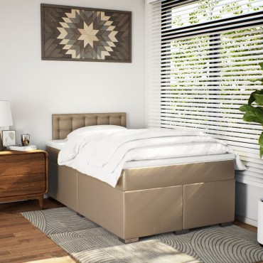 vidaXL Κρεβάτι Boxspring με Στρώμα Καπουτσίνο 120x190cm από Συνθ.Δέρμα 1 τεμ. - Μονό