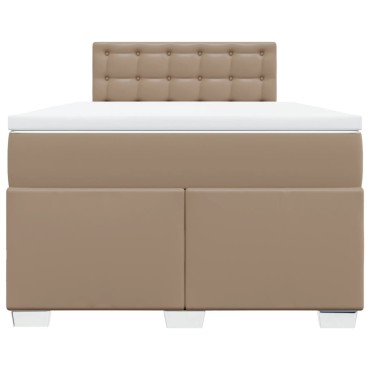 vidaXL Κρεβάτι Boxspring με Στρώμα Καπουτσίνο 120x190cm από Συνθ.Δέρμα 1 τεμ. - Μονό