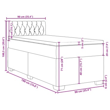 vidaXL Κρεβάτι Boxspring με Στρώμα Σκούρο Πράσινο 90x190 εκ. Βελούδινο