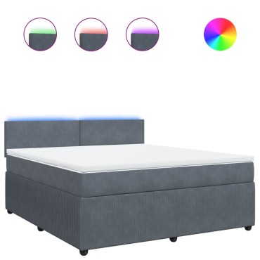 vidaXL Κρεβάτι Boxspring με Στρώμα Σκούρο Γκρι 180x200 εκ. Βελούδινο