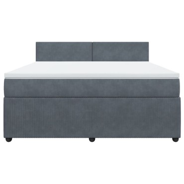 vidaXL Κρεβάτι Boxspring με Στρώμα Σκούρο Γκρι 180x200 εκ. Βελούδινο