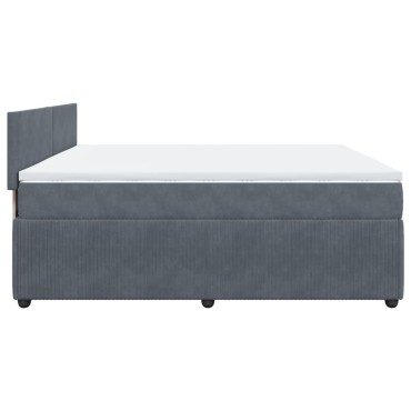 vidaXL Κρεβάτι Boxspring με Στρώμα Σκούρο Γκρι 180x200 εκ. Βελούδινο