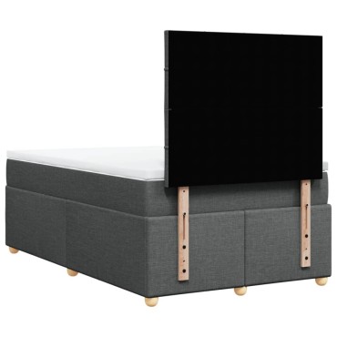 vidaXL Κρεβάτι Boxspring με Στρώμα Σκούρο Γκρι 120x190 εκ Υφασμάτινο