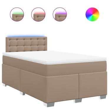 vidaXL Κρεβάτι Boxspring με Στρώμα Καπουτσίνο 120x190cm από Συνθ.Δέρμα 1 τεμ. - Μονό