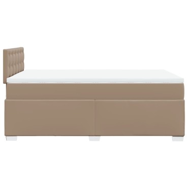 vidaXL Κρεβάτι Boxspring με Στρώμα Καπουτσίνο 120x190cm από Συνθ.Δέρμα 1 τεμ. - Μονό