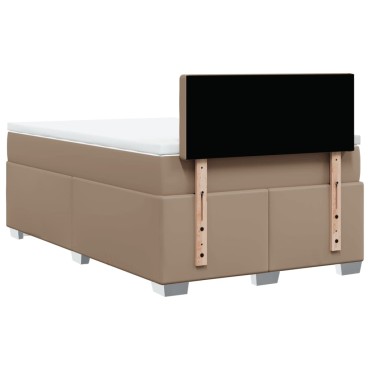 vidaXL Κρεβάτι Boxspring με Στρώμα Καπουτσίνο 120x190cm από Συνθ.Δέρμα 1 τεμ. - Μονό