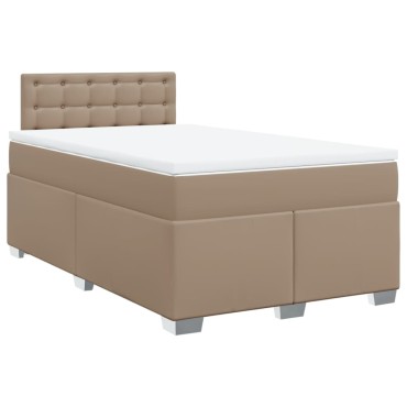 vidaXL Κρεβάτι Boxspring με Στρώμα Καπουτσίνο 120x190cm από Συνθ.Δέρμα 1 τεμ. - Μονό