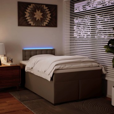 vidaXL Κρεβάτι Boxspring με Στρώμα Καπουτσίνο 120x190cm από Συνθ.Δέρμα 1 τεμ. - Μονό
