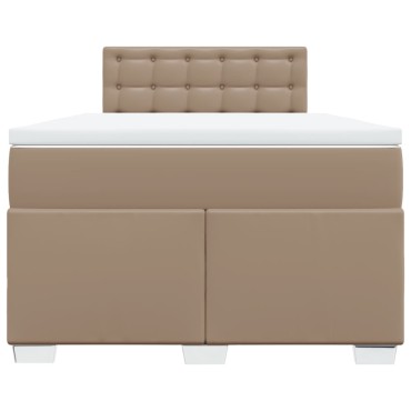vidaXL Κρεβάτι Boxspring με Στρώμα Καπουτσίνο 120x190cm από Συνθ.Δέρμα 1 τεμ. - Μονό