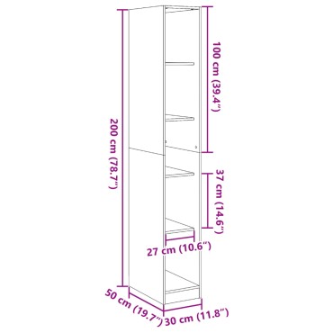 vidaXL Ντουλάπα Καπνιστή Δρυς 30x50x200cm από Επεξεργασμένο Ξύλο 1 τεμ.