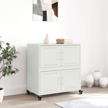 vidaXL Μπουφές Λευκό 68x39x72cm από Ατσάλι 1 τεμ.