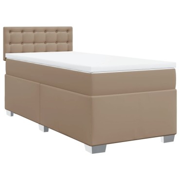 vidaXL Κρεβάτι Boxspring με Στρώμα Καπουτσίνο 80x200cm Συνθ. Δέρμα 1 τεμ. - Μονό