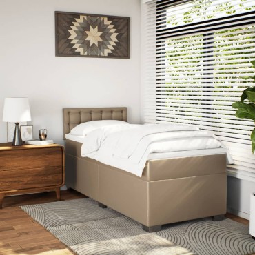 vidaXL Κρεβάτι Boxspring με Στρώμα Καπουτσίνο 80x200cm Συνθ. Δέρμα 1 τεμ. - Μονό