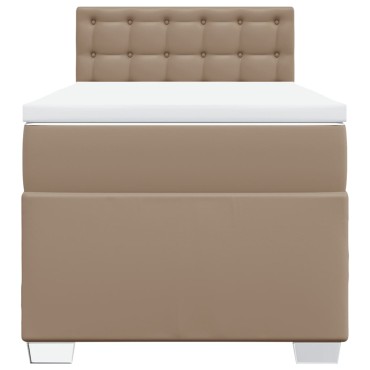 vidaXL Κρεβάτι Boxspring με Στρώμα Καπουτσίνο 80x200cm Συνθ. Δέρμα 1 τεμ. - Μονό