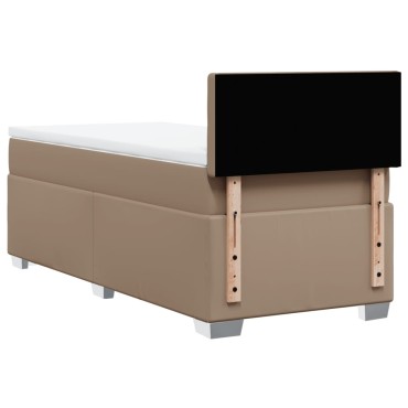 vidaXL Κρεβάτι Boxspring με Στρώμα Καπουτσίνο 80x200cm Συνθ. Δέρμα 1 τεμ. - Μονό