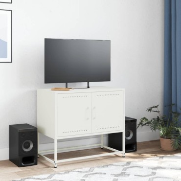 vidaXL Έπιπλο Τηλεόρασης Λευκό 68,5x39x60,5cm από Ατσάλι