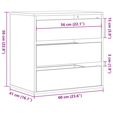 vidaXL Συρταριέρα Καπνιστή Δρυς 60x41x58cm από Επεξεργ. Ξύλο 1 τεμ.
