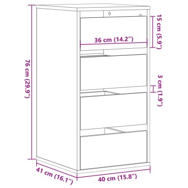 vidaXL Συρταριέρα Γκρι Σκυροδέματος 40x41x76cm Επεξεργ. Ξύλο 1 τεμ.