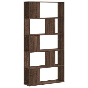 vidaXL Βιβλιοθήκη 5 Επιπέδων Καφέ Δρυς 80,5x23,5x162,5cm Επεξεργ. Ξύλο 1 τεμ.