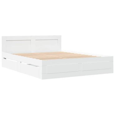 vidaXL Πλαίσιο Κρεβατιού με Κεφαλάρι Λευκό 150x200 εκ Επεξεργ. Ξύλο