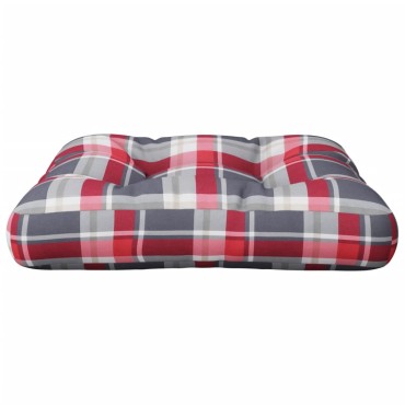 vidaXL Μαξιλάρι Παλέτας Κόκκινο Καρό 50x50x12cm Υφασμάτινο