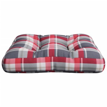 vidaXL Μαξιλάρι Παλέτας Κόκκινο Καρό 50x50x12cm Υφασμάτινο