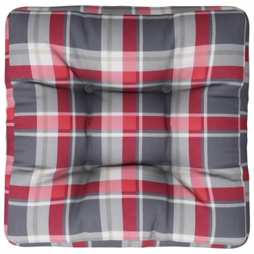 vidaXL Μαξιλάρι Παλέτας Κόκκινο Καρό 50x50x12cm Υφασμάτινο