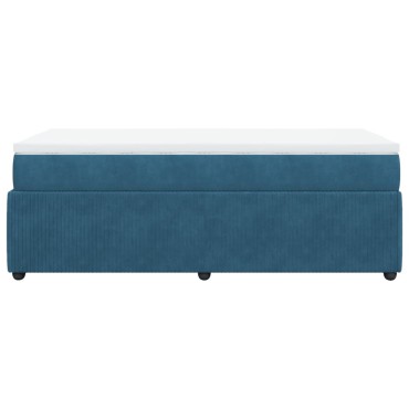vidaXL Κρεβάτι Boxspring με Στρώμα Σκούρο Μπλε 100x200 εκ. Βελούδινο