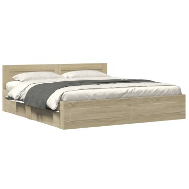 vidaXL Πλαίσιο Κρεβατιού με Κεφαλάρι Sonoma Δρυς 180x200εκ. Επεξ. Ξύλο