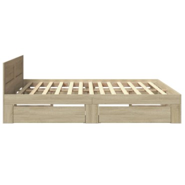 vidaXL Πλαίσιο Κρεβατιού με Κεφαλάρι Sonoma Δρυς 180x200εκ. Επεξ. Ξύλο