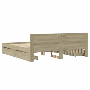 vidaXL Πλαίσιο Κρεβατιού με Κεφαλάρι Sonoma Δρυς 180x200εκ. Επεξ. Ξύλο