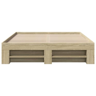 vidaXL Πλαίσιο Κρεβατιού Sonoma Δρυς 135x190 εκ. Επεξεργασμένο Ξύλο