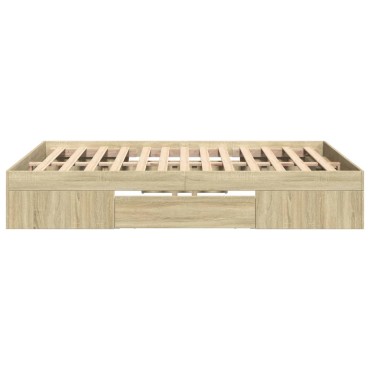 vidaXL Πλαίσιο Κρεβατιού Sonoma Δρυς 135x190 εκ. Επεξεργασμένο Ξύλο
