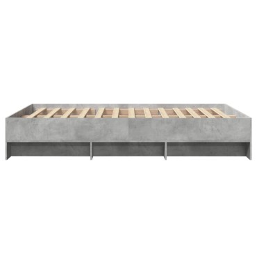 vidaXL Πλαίσιο Κρεβατιού Γκρι Σκυροδέματος 135x190 εκ. Επεξεργ. Ξύλο