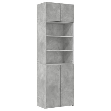 vidaXL Ραφιέρα με Ντουλάπια Γκρι Σκυροδέμ. 70x42,5x225cm Επεξ. Ξύλο 1 τεμ.
