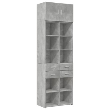 vidaXL Ραφιέρα με Ντουλάπια Γκρι Σκυροδέμ. 70x42,5x225cm Επεξ. Ξύλο 1 τεμ.
