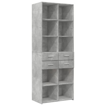 vidaXL Ραφιέρα με Ντουλάπια Γκρι Σκυροδέμ. 70x42,5x225cm Επεξ. Ξύλο 1 τεμ.