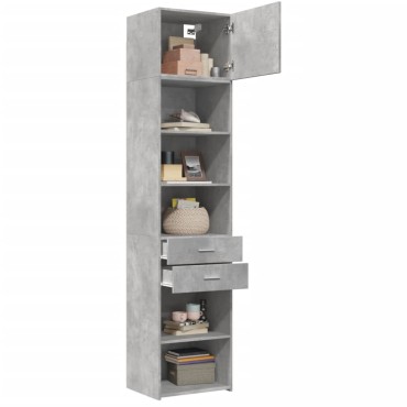 vidaXL Ντουλάπι Αποθήκευσης Στενό Γκρι 50x42,5x225cm Επεξεργ. Ξύλο 1 τεμ.