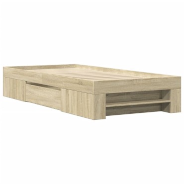 vidaXL Πλαίσιο Κρεβατιού Χωρ. Στρώμα Sonoma Δρυς 75x190εκ Επεξ. Ξύλο