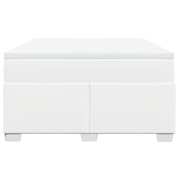 vidaXL Κρεβάτι Boxspring με Στρώμα Λευκό 160x200εκ.από Συνθετικό Δέρμα
