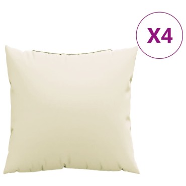 vidaXL Μαξιλάρια Καναπέ 4 τεμ. Κρεμ 60x60cm Υφασμάτινα
