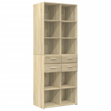 vidaXL Ραφιέρα με Ντουλάπια Sonoma Δρυς 70x42,5x225cm Επεξ. Ξύλο 1 τεμ.
