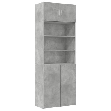 vidaXL Ραφιέρα με Ντουλάπια Γκρι Σκυρ. 80x35,5x180cm από Επεξ. Ξύλο 1 τεμ.