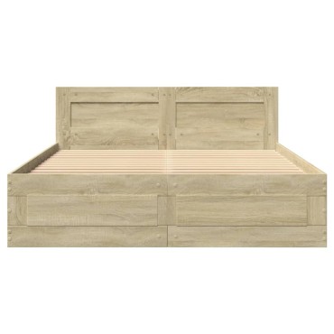 vidaXL Πλαίσιο Κρεβατιού με Κεφαλάρι Sonoma Δρυς 120x190εκ. Επεξ. Ξύλο