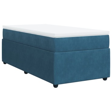 vidaXL Κρεβάτι Boxspring με Στρώμα Σκούρο Μπλε 80 x 200 εκ. Βελούδινο