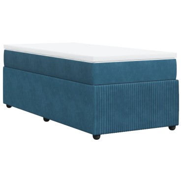 vidaXL Κρεβάτι Boxspring με Στρώμα Σκούρο Μπλε 80 x 200 εκ. Βελούδινο