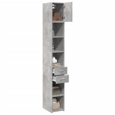 vidaXL Ντουλάπι Αποθήκευσης Στενό Γκρι 30x42,5x225cm Επεξεργ. Ξύλο 1 τεμ.